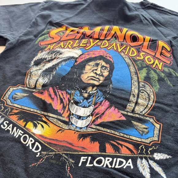 Vintage Y2K Harley Davidson 2005 Seminole Sanford Florida Black Size Small Tee - Picture 1 of 6